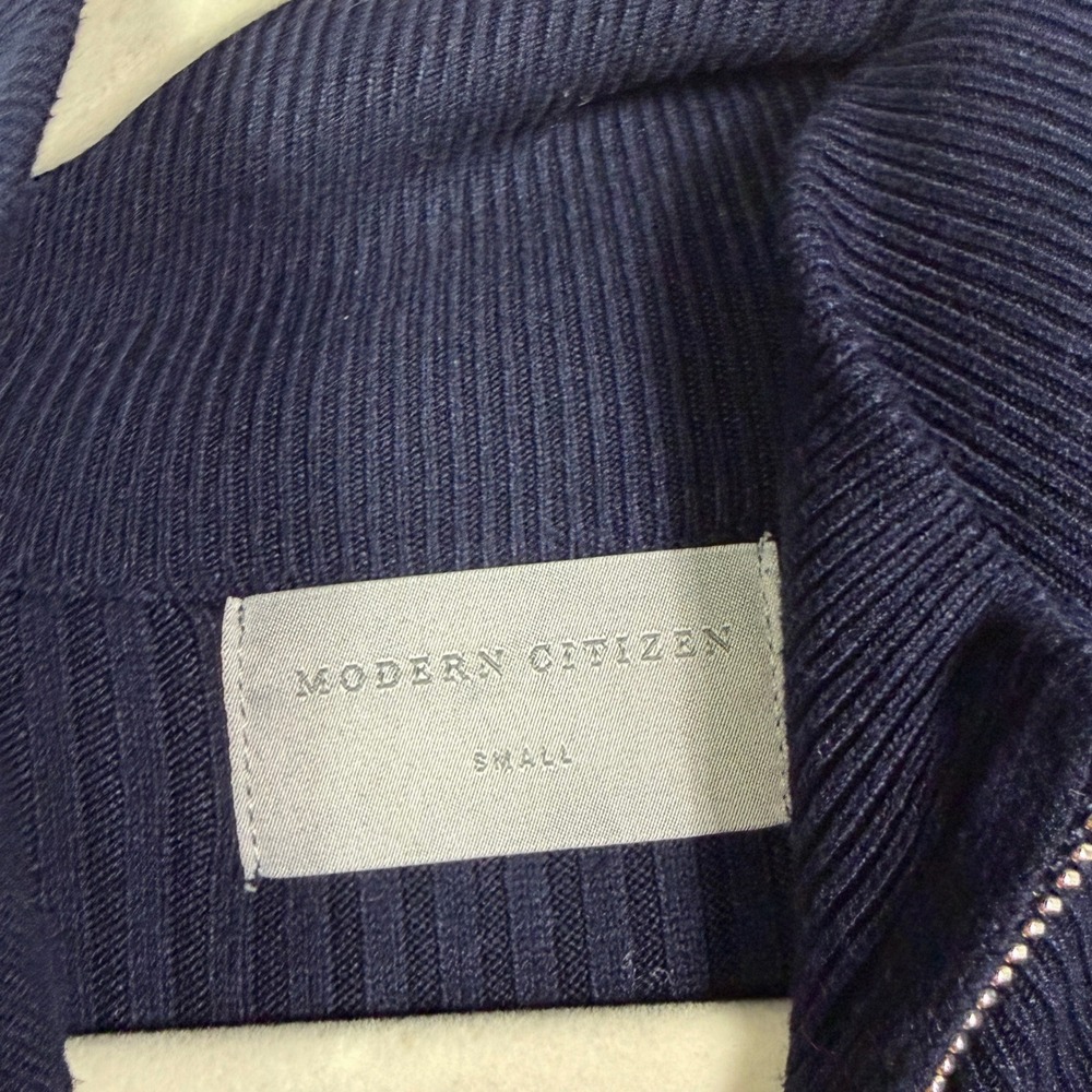 Modern Citizen Janne Zip Sweater Dress Navy Blue Ribbed Knit Long Sleeve Sz S - Picture 8 of 11